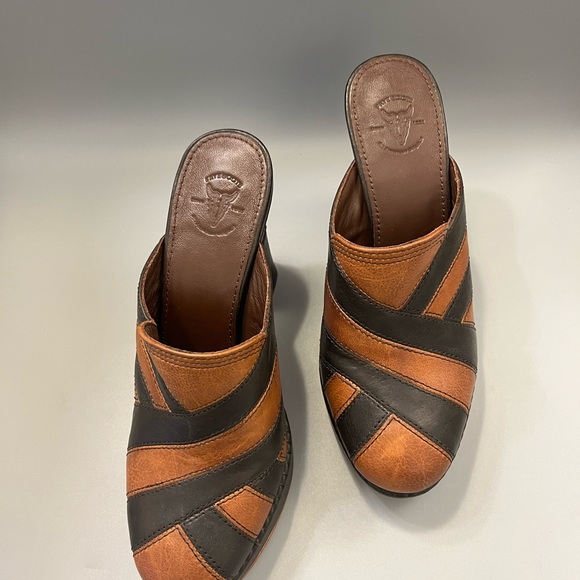 Frye Boots Goldie Mule Womens 8M Brown Leather Platform Heels Shoes Retro Y2K - Picture 3 of 12